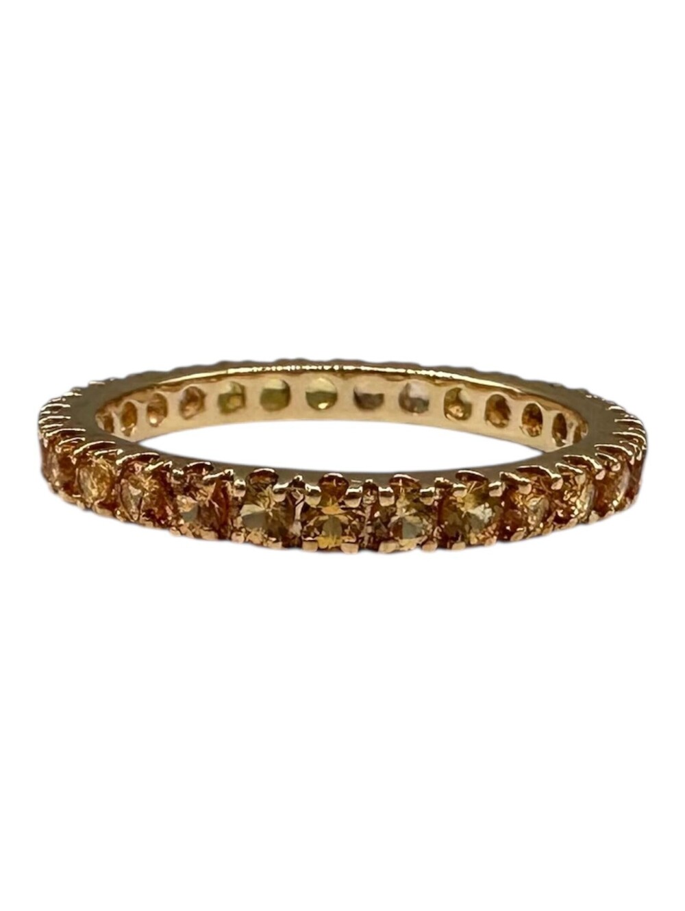 1.40ctw Yellow Orange Sapphire Eternity Ring 14K Gold Size 6.5